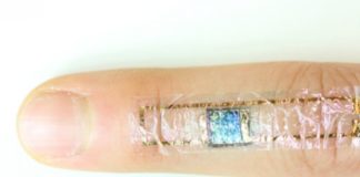 A self-powered heart monitor taped to the skin