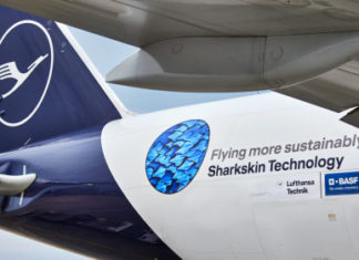 AeroSHARK thin film reduces drag on airplanes