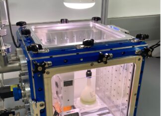 Bioplastics for Life Beyond Earth Lab chamber enclosing bioplastic habitat